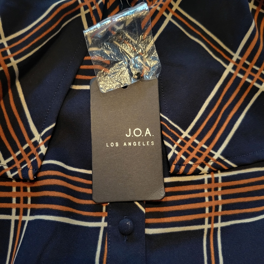 J.O.A. Checked Plaid Off Shoulder Ruffle Top - Picture 5 of 7
